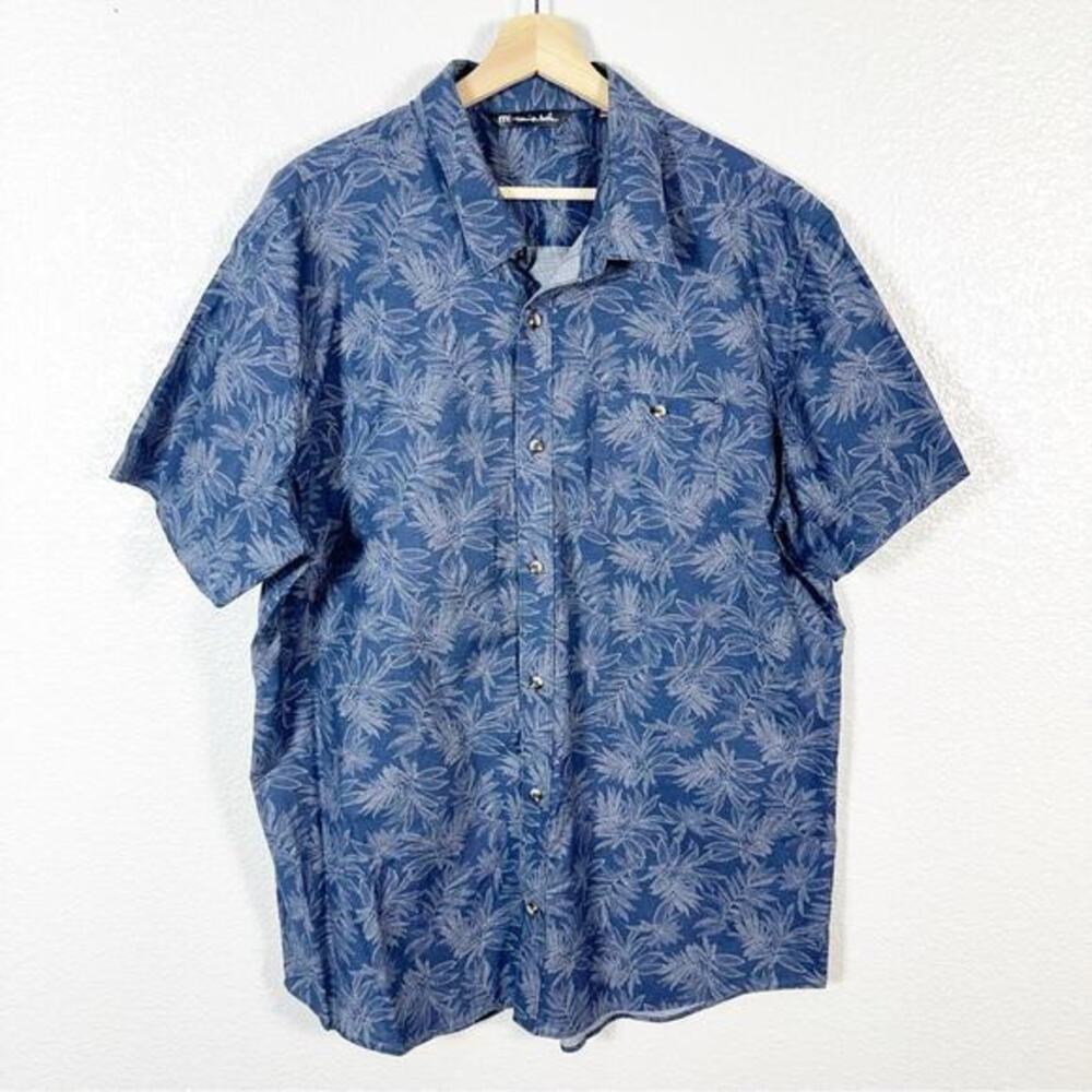 Travis Mathew Mens Sweet Serenade Short Sleeve‎ Button Up Shirt in Blue Size XXL